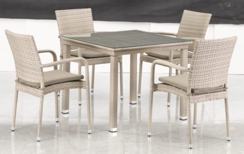 Комплект плетеной мебели T257C/Y376C-W85 Latte (4+1) + подушки на стульях